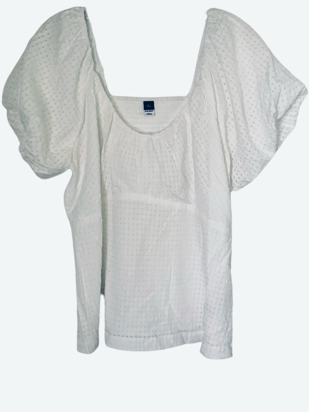 Old NavyPuff-Sleeve Smocked Babydoll Blouse sz. L